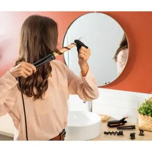 Curling iron Rowenta CF4231F0 Multi Styler Infinite looks 14 in 1, conical, monotemp, accessories: conical curling wand, 2 in 1 straightening and crimping plates, elliptic waving wand, cool tip, pouch, heating indicator, heat-up time 60s, hanging loop