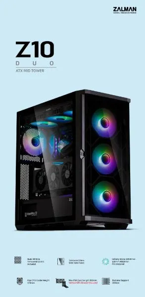Zalman Case EATX - Z10 DUO - Mesh/Tempered Glass