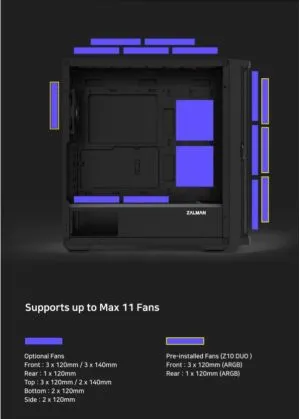 Zalman Case EATX - Z10 DUO - Mesh/Tempered Glass