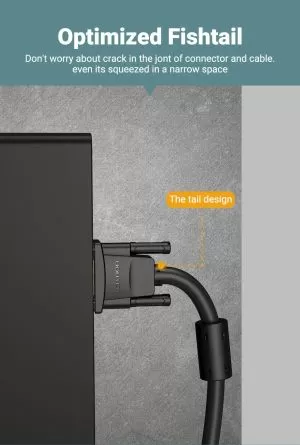 Vention Cable VGA HD15 M / M 1.0m Gold Plated, 2 Ferrites - DAEBF