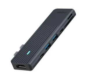 Adaptor multiport Rapoo UCM-2003, 7 în 2, USB-A, USB-C, HDMI, SD/MicroSD, negru