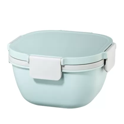 Cutie de mancare Xavax To Go, 3 compartimente, ustensile, dressing, albastru pastel