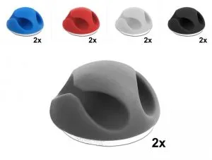 Delock Cable Holder Mini Set with 2 feed-throughs 10 pieces assorted colors