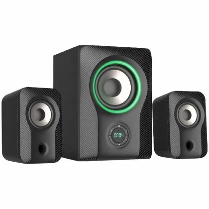 Difuzoare multimedia F&D F590X 2.1, 60W RMS, difuzor cu gamă completă: 2x3"+ 5,25" Subwoofer, BT 5.3/AUX/USB/Coaxial/Afișaj LED/Mod de iluminare multicolor RGB/Comandă de la distanță/Negru