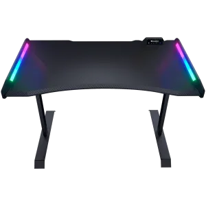 COUGAR Mars 120 Gaming Desk, USB 3.0 x 1/ USB 2.0 x 1/ 3.5mm Audio jack x 2/RGB button, 1250x810x740(mm), Ergonomic & Scratch Resistant Gaming Space, Carbon Fiber Texture, Multifunctional Design, Dual-sided ARGB, Welded Steel Frame, Maximum Stability