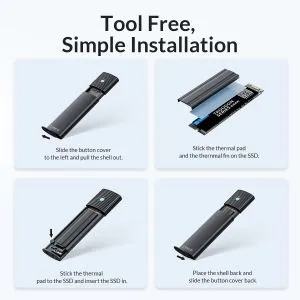 Cutie externă Orico pentru stocare pe disc - Carcasă - M.2 NGFF SATA M/B key Black - PWM2