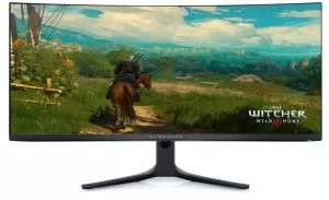 Монитор Dell Alienware AW3423DWF, 34" CURVED QD-OLED GAMING LED 21:9 AR, 0.1ms GtG, WQHD (3440x1440), 165Hz, 1000:1, 250 cd/m2, AMD FreeSync Premium, HDR 400, 99.3% DCI-P3 ,HDMI, DP, USB 3.2 Hub, PIP, PBP, ComfortView, Height Adjustable, Swivel, Tilt, Bla