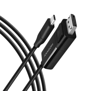 Aktif USB-C -> DisplayPort kablosu - adaptör AXAGON RVC-DPC, bir DisplayPort monitörü/TV/projektörü USB tip C konektörü kullanarak bir dizüstü bilgisayara veya cep telefonuna bağlamak için.