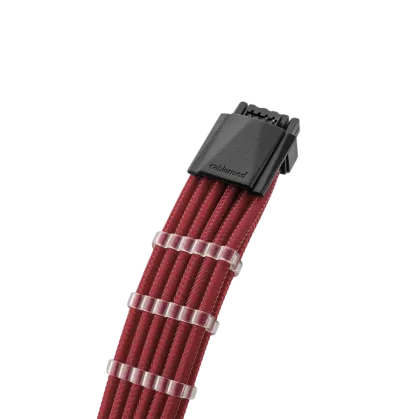 CableMod E-Series Pro ModMesh Sleeved 12VHPWR PCI-e Cable pentru Super Flower Leadex Platinum / Platinum SE / Titanium / V Gold Pro / V Platinum Pro, EVGA G7 / G6 / G5 / G3 / G2 / P2 / T2 (Roșu Sânger, Nvidia Seria 4000, 16 pini la 8 pini duali, 600 mm)