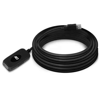 Cablu ACT AC6005, USB-A tată - mamă, 5,0 m, 480 Mbps, negru