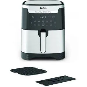 Dispozitiv pentru gătit sănătos Tefal EY801D15, Easy Fry XXL Flexcook, argintiu 2 în 1, 6,5 L (8 porții) / 1,5 kg, zone duble, prăjire perfectă, 8 programe automate