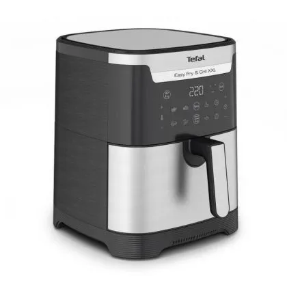 Dispozitiv pentru gătit sănătos Tefal EY801D15, Easy Fry XXL Flexcook, argintiu 2 în 1, 6,5 L (8 porții) / 1,5 kg, zone duble, prăjire perfectă, 8 programe automate