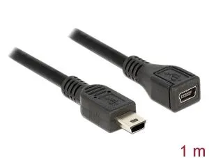 Cablu prelungitor DeLock, USB-B mamă - USB-B tată, USB 2.0, 1 m, Negru