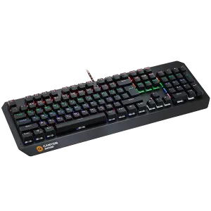 CANYON Hazard GK-6, Tastatură pentru jocuri multimedia cu fir cu efect de iluminare, LED curcubeu 108 buc, Numere 104 taste, Dispoziție cu injecție dublă EN, lungime cablu 1,8 M, 450,5*163,7*42 mm, 0,90 kg, culoare negru