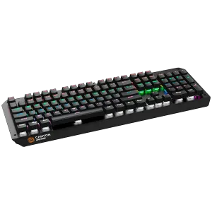 CANYON Hazard GK-6, Tastatură pentru jocuri multimedia cu fir cu efect de iluminare, LED curcubeu 108 buc, Numere 104 taste, Dispoziție cu injecție dublă EN, lungime cablu 1,8 M, 450,5*163,7*42 mm, 0,90 kg, culoare negru