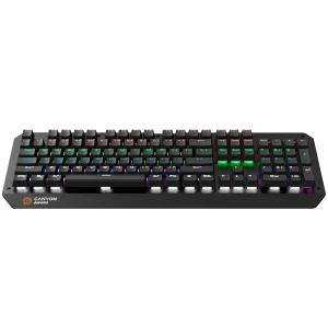 CANYON Hazard GK-6, Tastatură pentru jocuri multimedia cu fir cu efect de iluminare, LED curcubeu 108 buc, Numere 104 taste, Dispoziție cu injecție dublă EN, lungime cablu 1,8 M, 450,5*163,7*42 mm, 0,90 kg, culoare negru
