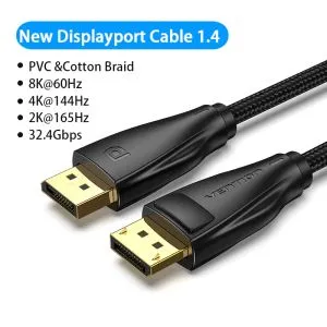 Cablu de ventilație Display Port 1.4 DP M / M 8K 1.5m - Bumbac împletit, Negru - HCCBG