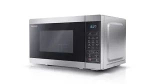 Микровълнова печка Sharp YC-MG02E-S, Fully Digital, Built-in microwave grill, Grill Power: 1000W, Cavity Material -steel, 20l, 800 W, LED Display Blue, Timer & Clock function, Child lock, Silver/Black door, Defrost, Cabinet Colour: Silver