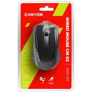 CANYON Optical wired mice, 3 buttons, DPI 1000, Black