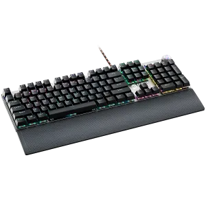 CANYON Nightfall GK-7, tastatură pentru jocuri cu fir, 104 comutatoare mecanice negre, durata de viață a tastei de 60 de milioane de ori, 22 de tipuri de lumini, suport pentru încheietura mâinii magnetic detașabil, 4 butoane de control multifuncționale, a