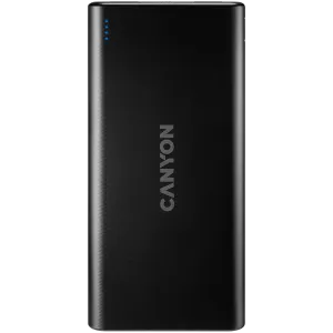 CANYON PB-106, Power bank 10000mAh Li-poli baterie, Intrare 5V/2A, Ieșire 5V/2.1A(Max), lungime cablu USB 0.3m, 140*68*16mm, 0.24Kg, Negru