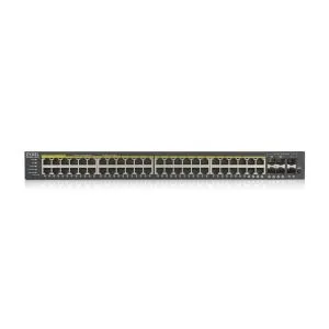 Суич ZYXEL GS1920-48HP, 44х GbE порта, 4х Combo порта SFP/RJ-45, Управляем, Монтаж в шкаф