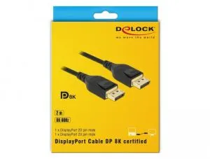 Cablu Delock DisplayPort tată - DisplayPort tată, 2,0 m, 8K 60 Hz, negru