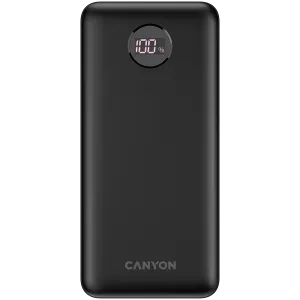 CANYON PB-2002 Power bank 20000mAh baterie Li-poli, intrare tip C 5V3A,9V2A,18W, ieșire tip C: 5V3A,9V2.2A,12V1.5A,20W, ieșire USBA1/USBA2:5V3A,5V/4,5A ,4.5V/5A,9V2A,12V1.5A,22.5W147.5*69*28.6mm, 0.437g, cablu tip C, negru