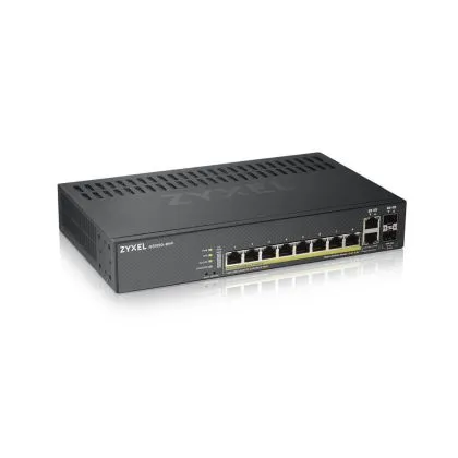 Switch ZyXEL GS1920-8HPv2, 10 porturi Smart Managed Switch 8x Gigabit Cupru și 2x Gigabit dual pers., mod hibrid, autonom sau NebulaFlex Cloud, 130 W PoE, fără ventilator