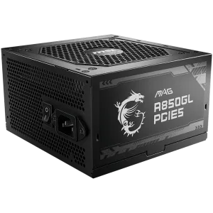 MSI MAG A850GL PCIE5, 600W, 80 Plus Gold, 120mm Ventilator cu rulment dinamic fluid, Protecții: OCP/OVP/OPP/OTP/SCP, Dimensiuni: 150mmx140mmx86mm, 5 ani garanție