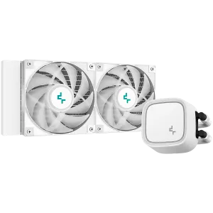 DeepCool LE520 WH, răcitor de lichid pentru procesor de 240 mm, ventilatoare ARGB PWM 2x120 mm, tehnologie anti-scurgere, partea superioară a pompei ARGB, alb, Intel LGA 1700/1200/115x, AMD AM5/AM4, 3 ani garanție