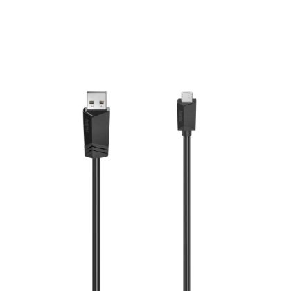 Cablu HAMA USB 2.0- micro USB, conectori placati cu aur, 0,75 m., 480 Mbit/sec, negru