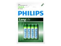 PHILIPS R03L4B/10 Baterii PHILIPS Zinc-Clorura R03 AAA Longlife 4 Buc. Blister