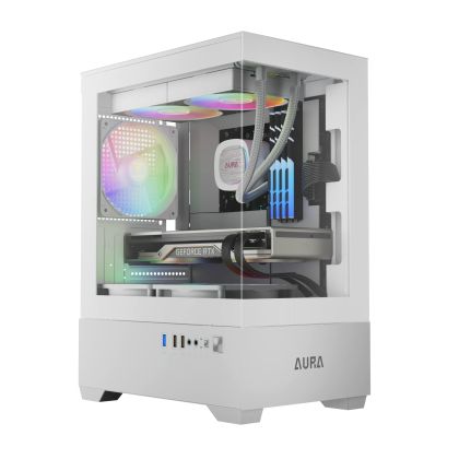 Gamdias Case mATX - AURA GC9M White - 3 x 120 mm A-RGB, Tempered Glass