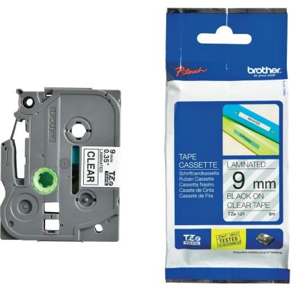 BROTHER P-Touch TZE-121 negru pe transparent 9mm