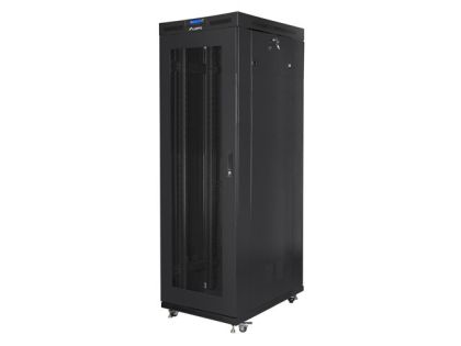 Комуникационен шкаф Lanberg rack cabinet 19" free-standing 27U/800x1000 (flat pack) with glass door lcd black v2