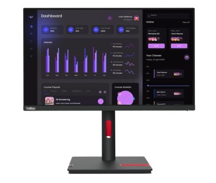 Monitor Lenovo ThinkVision T24i-30 23.8", IPS, AG, 4 ms, 250 cd/m2, 1000:1, 1920x1080, 60Hz, înclinat, pivotant, pivot, suport de reglare înălțime, HDMI, DP, VGA, 5 x USB