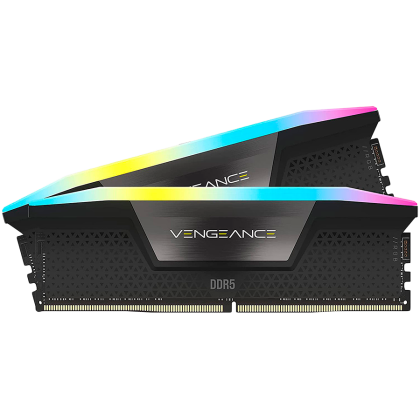 Corsair DDR5, 6400MT/s 32GB 2x16GB DIMM, Unbuffered, 32-40-40-84, Std PMIC, XMP 3.0, Heatspreader VENGEANCE RGB DDR5 Black, LED RGB, 1.4V, EAN:084000660202