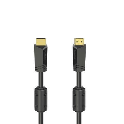 Cablu HAMA de mare viteză, HDMI tată - HDMI tată, 4K, 10,2 GB/s, Ethernet, 15 m, Posl. conectori, 2 filtre, Negru