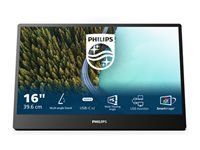 Monitor Philips 16B1P3302D, 15.6" IPS WLED, 1920x1080@60Hz, 5ms GtG, 250cd m/2, 700:1, DCR 20M:1, FlickerFree, Low Blue Light, Tilt, Pivot 2xUSB-C