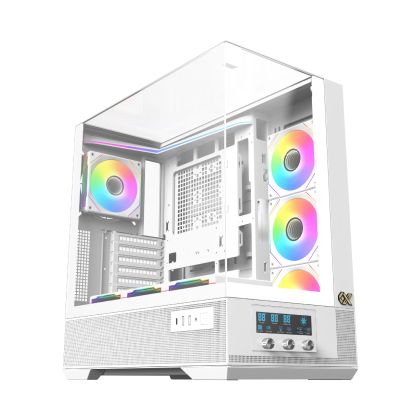 Xigmatek Case EATX - Vision Arctic - 7 ARGB Fans, LCD Display Panel, Smart Fan Control