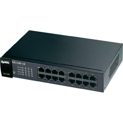 Comutator ZYXEL GS1100-16, 16 porturi, Gigabit, pentru montare într-un dulap