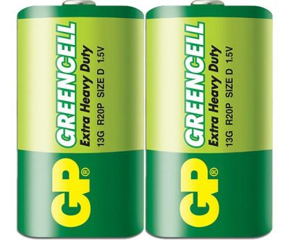 Baterie zinc carbon GP Greencell 13G-S2, R20, 2 buc. în ambalaj/contractabil, 1,5V