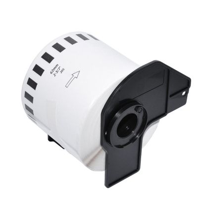 Makki съвместими етикети Brother DK-22205 - Roll White Continuous Length Paper Tape 62mm x 30.48m, Black on White - MK-DK-22205