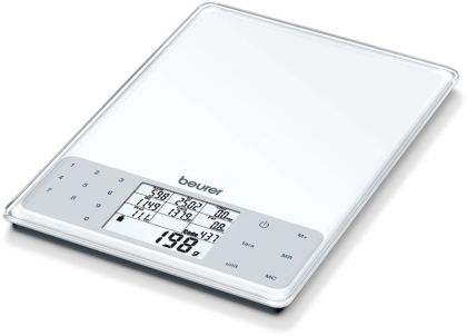 Scale Beurer DS 61 nutritional analysis scale; Nutritional and energy values for 950 saved foods (kcal, kJ, fat, bread units, protein, carbohydrates and cholesterol) and space for 50 customizable memory spaces; 5 kg / 1 g