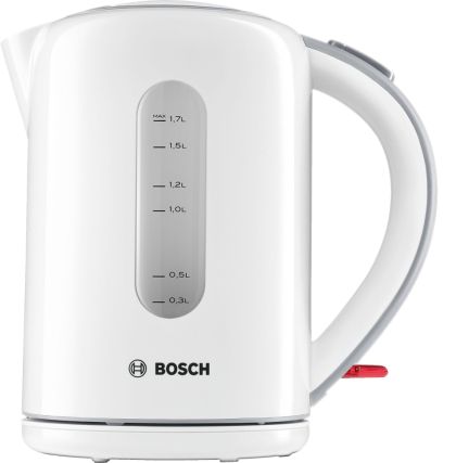 Electric kettle Bosch TWK7601, Plastic kettle, 1850-2200 W, 1.7 l, White