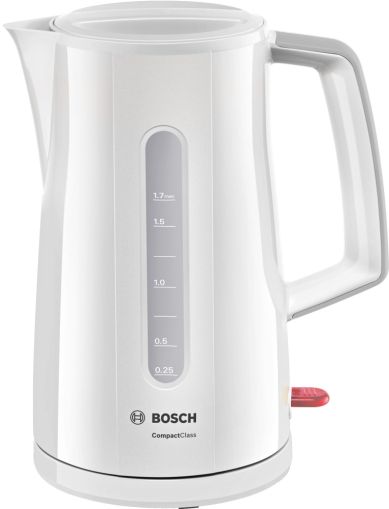 Electric kettle Bosch TWK3A011, Plastic kettle, CompactClass, 2000-2400 W, 1.7 l, White