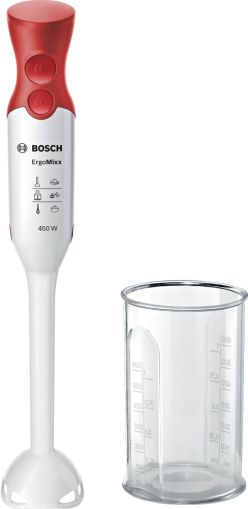 Blender Bosch MSM64010, Blender, ErgoMixx, 450 W, Included transparent jug, White, red