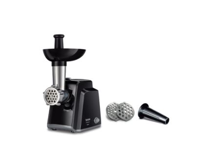 Meat grinder Tefal NE105838, Meat grinder, 1400W, Capacity 1.7 kg/min, Reverse function, Chopping knife, 2 sausage accessories, Black