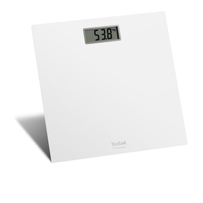 Scale Tefal PP1401V0, Premiss White, glass platform (30x30x2cm), 150kg /100 g, display (65x28mm), 1 battery CR 2032